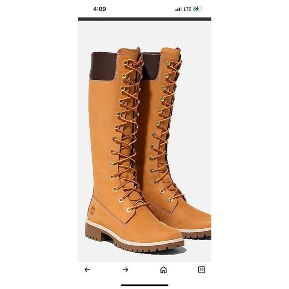 Timberland 14” Premium Nubuck Leather Boots Combat Style 8.5 Woman’s - Picture 1 of 9